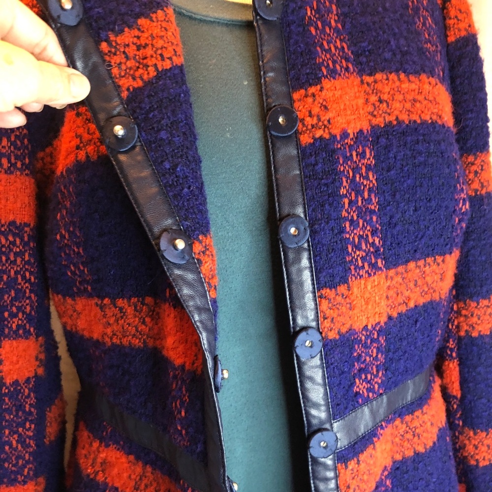 ModCloth wool with leather trim coat. Size large. Snap closure - Picture 12 of 16